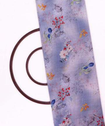 white blue floral print viscose georgette fabric